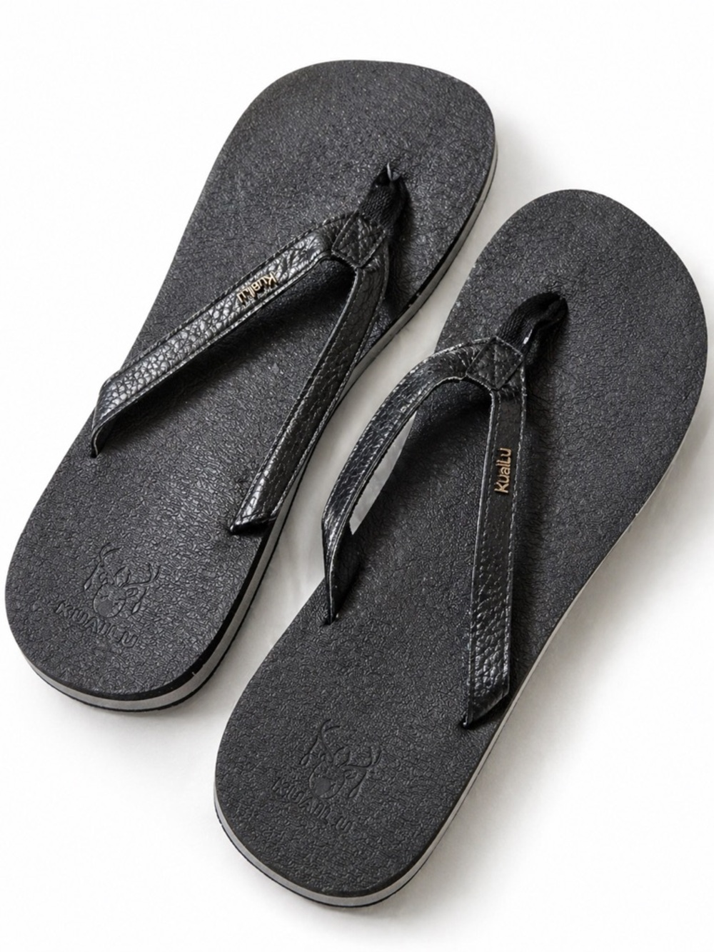 KuaIlu Black Flip Flops Sandals Size 11 Textured Footbed Casual Comfort